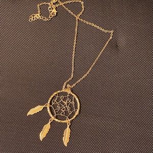 Dream catcher gold necklace